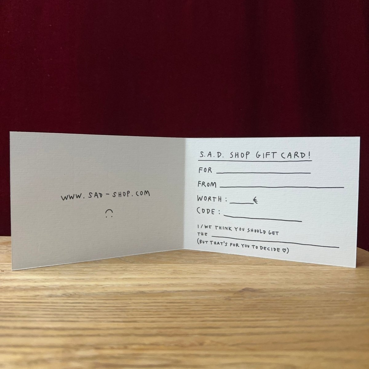 Sad Gift Card - S.A.D.Gift CardS.A.D.